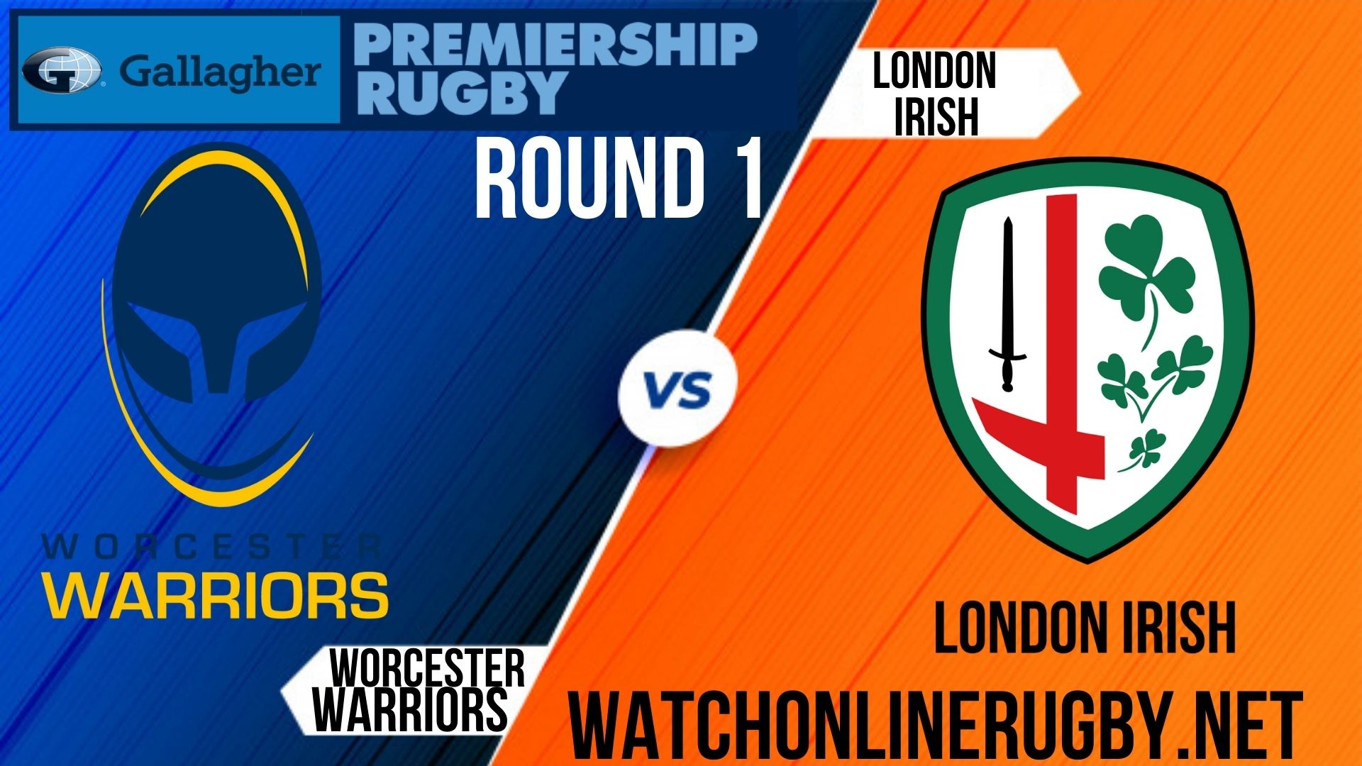 Worcester Warriors vs London Irish Premiership Rugby 2020 RD 1
