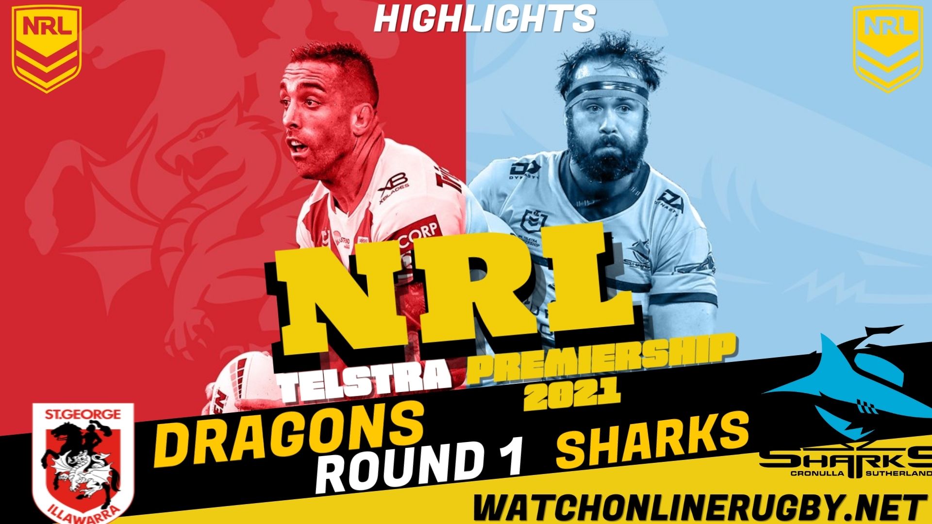 Dragons Vs Sharks Highlights RD 1 NRL Rugby