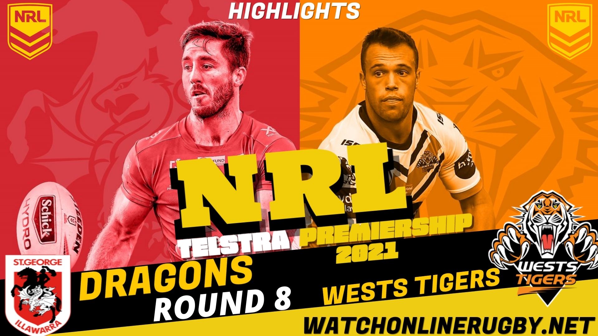 Dragons Vs Wests Tigers Highlights RD 8 NRL Rugby