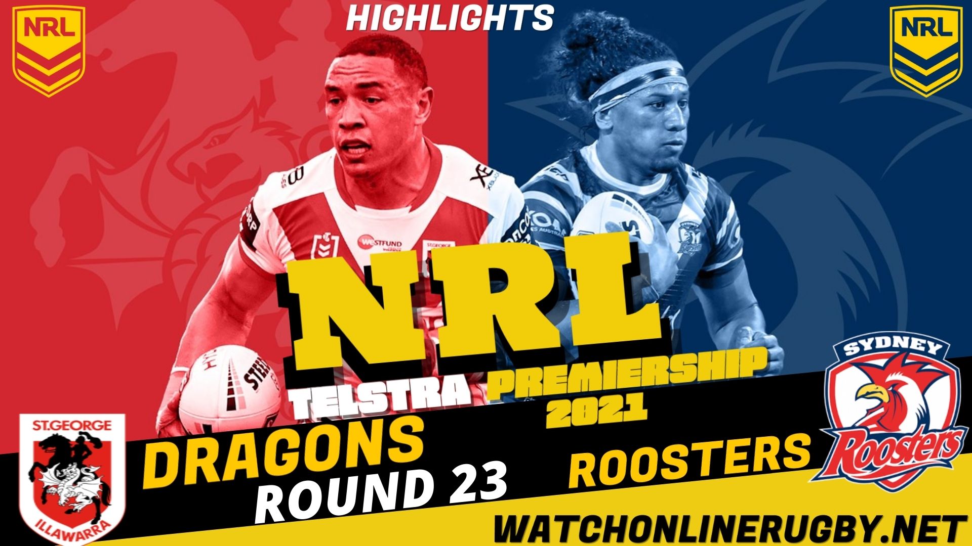 Dragons Vs Roosters Highlights 2021 RD 23 NRL Rugby