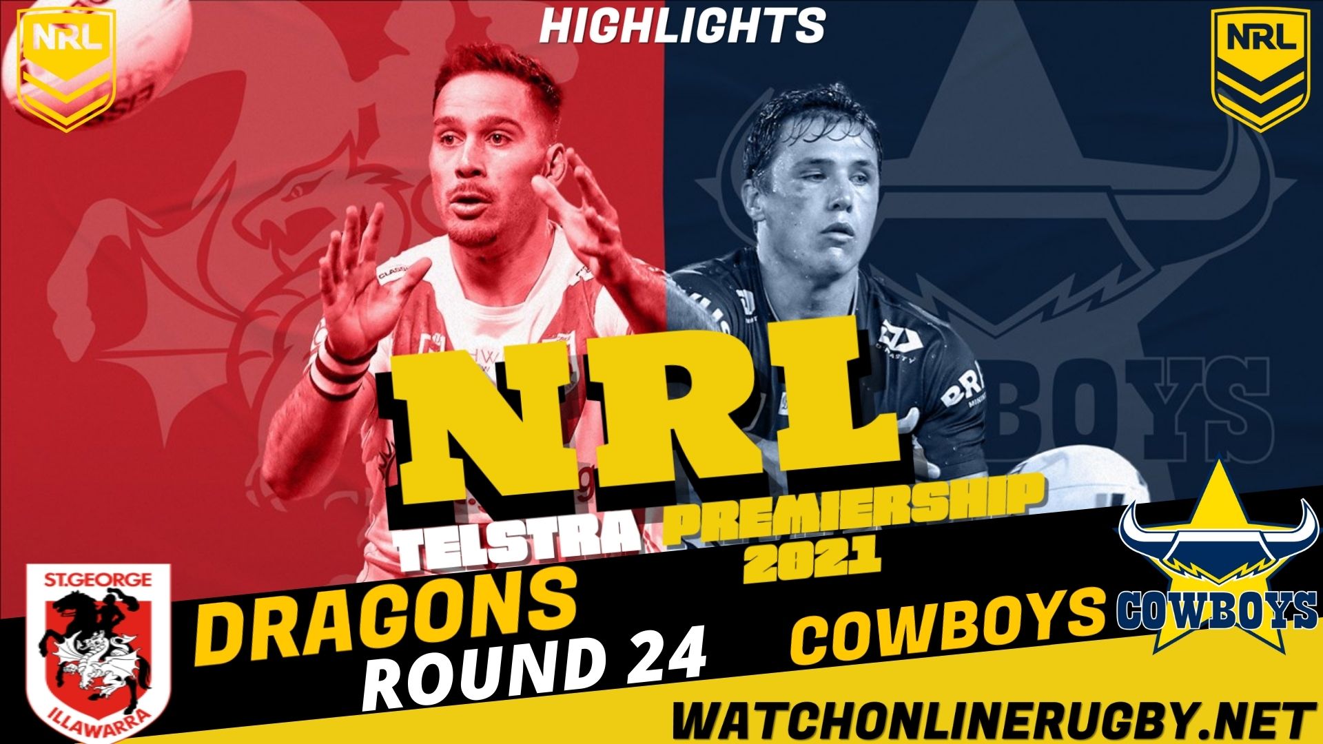 Dragons Vs Cowboys Highlights RD 24 NRL Rugby