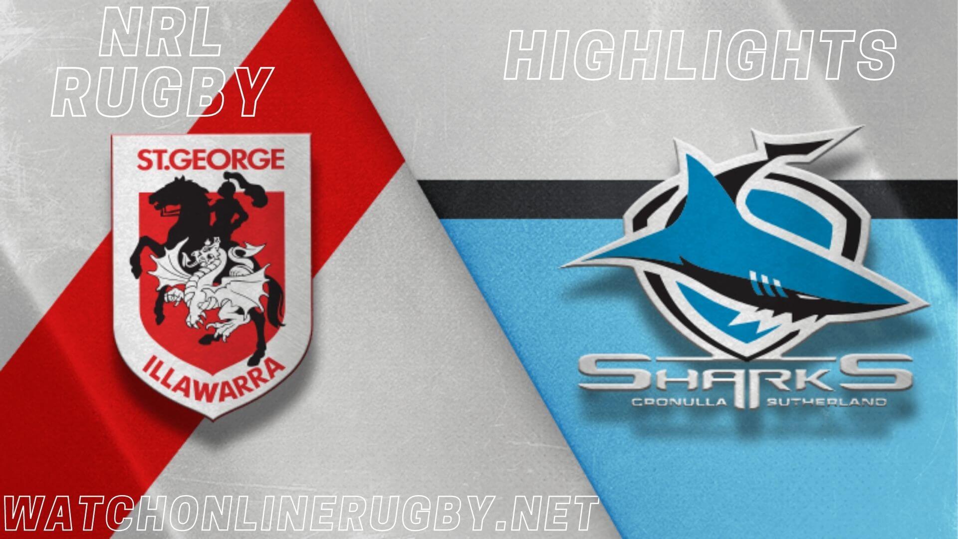 Dragons Vs Sharks Highlights RD 3 NRL Rugby