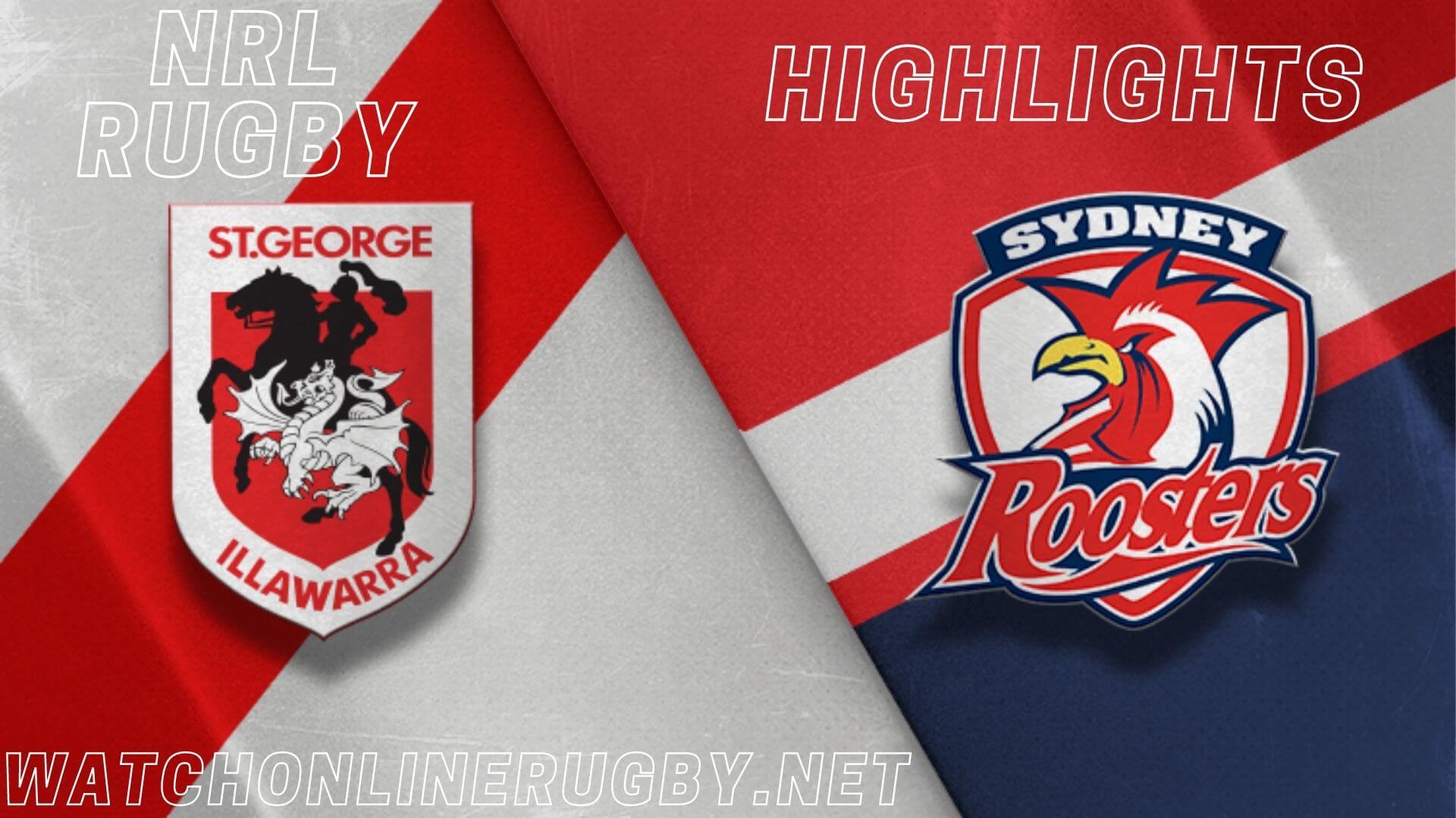 Dragons Vs Roosters Highlights RD 7 NRL Rugby