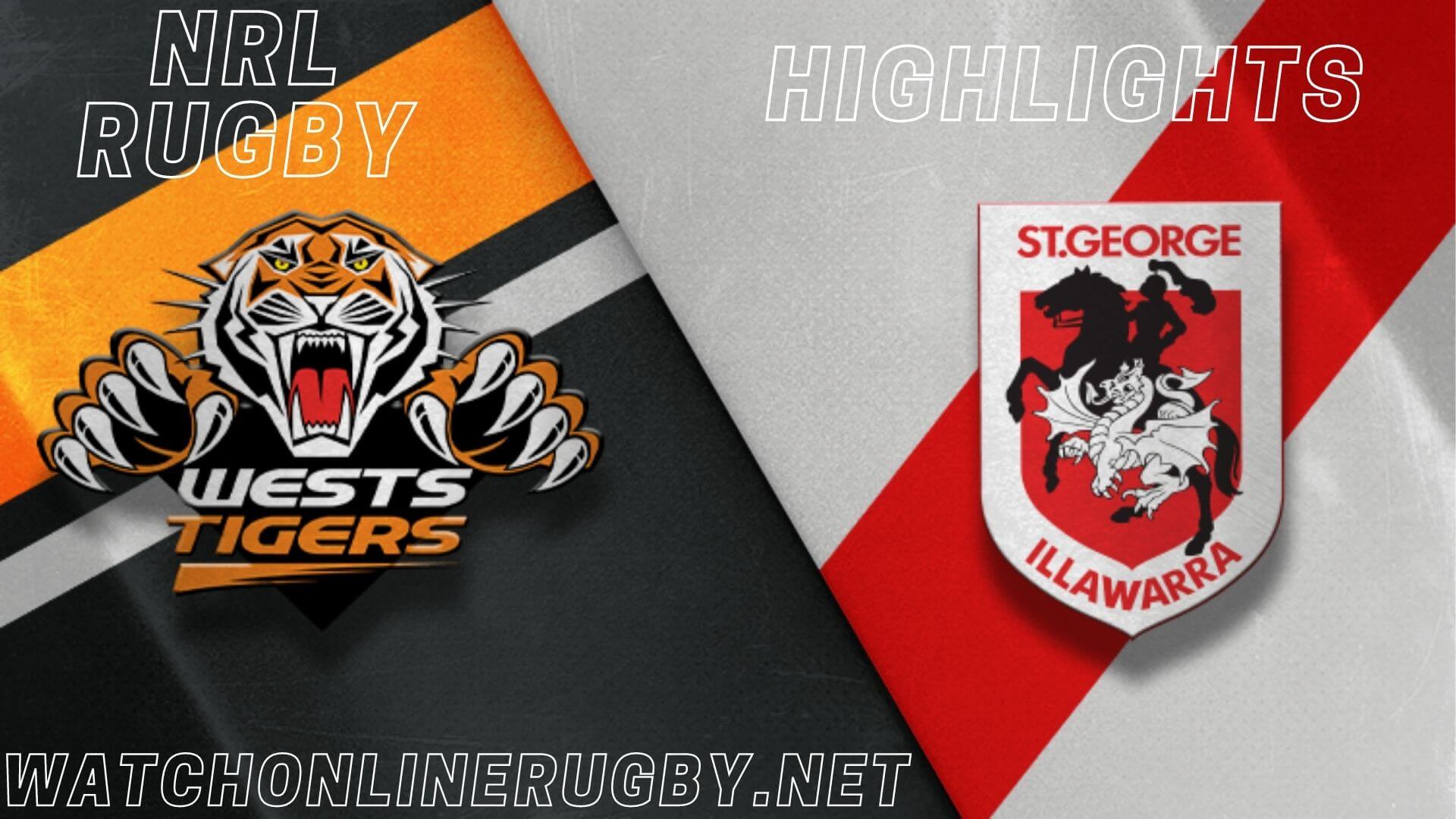 Dragons Vs Wests Tigers Highlights RD 8 NRL Rugby