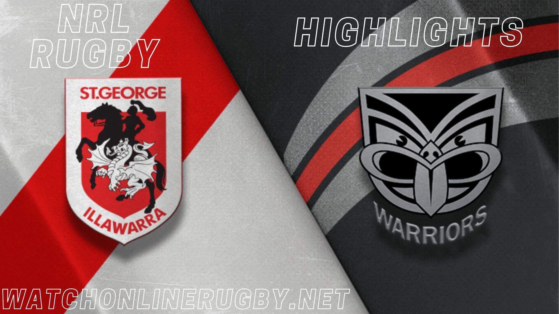 Dragons Vs Warriors Highlights RD 11 NRL Rugby