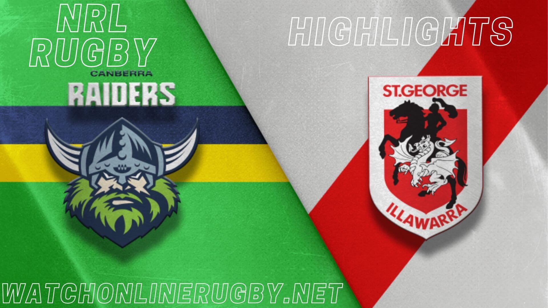 Dragons Vs Raiders Highlights RD 16 NRL Rugby